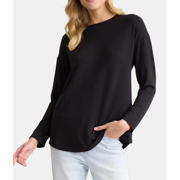Time and Tru Tops - Time and Tru Womens Super Soft Tunic Top with Long Sleeves Black Soot Sze Medium